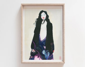 ISOLDE  -  Artprint of my painting of an sensitive japanese woman