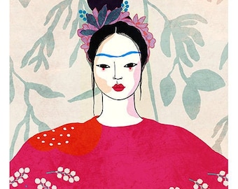 FRIDA - Artprint of my painting of a japanese Frida Khalo