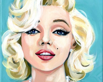 Marilyn Monroe, original portrait painting, 8x10" canvas.