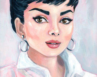 Forever Audrey, a beautiful print of my original painting of Audrey Hepburn