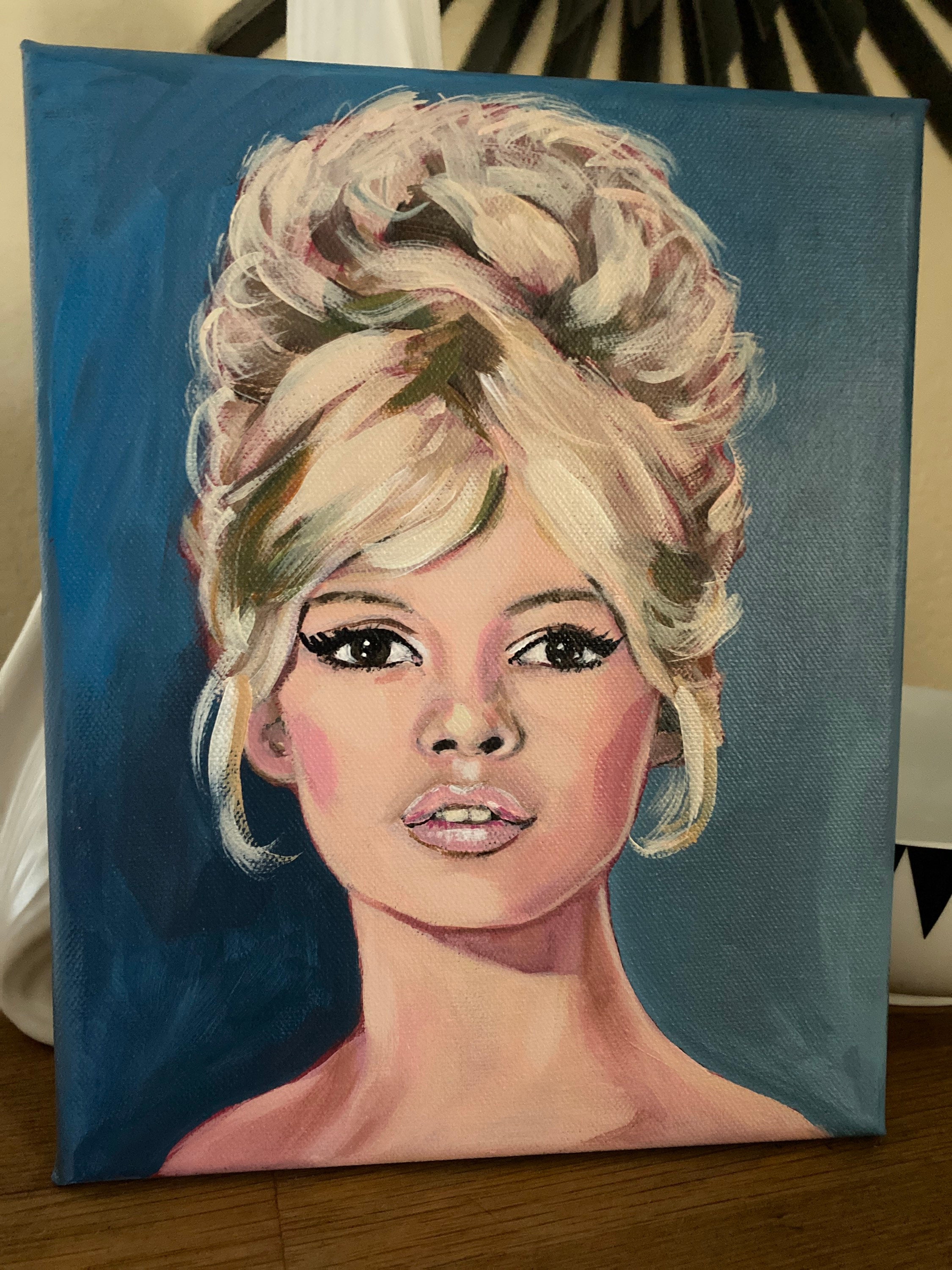 Brigitte Bardot original portrait painting on canvas. Etsy