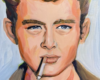 James Dean, an original portrait painting. 8x10" canvas painting.