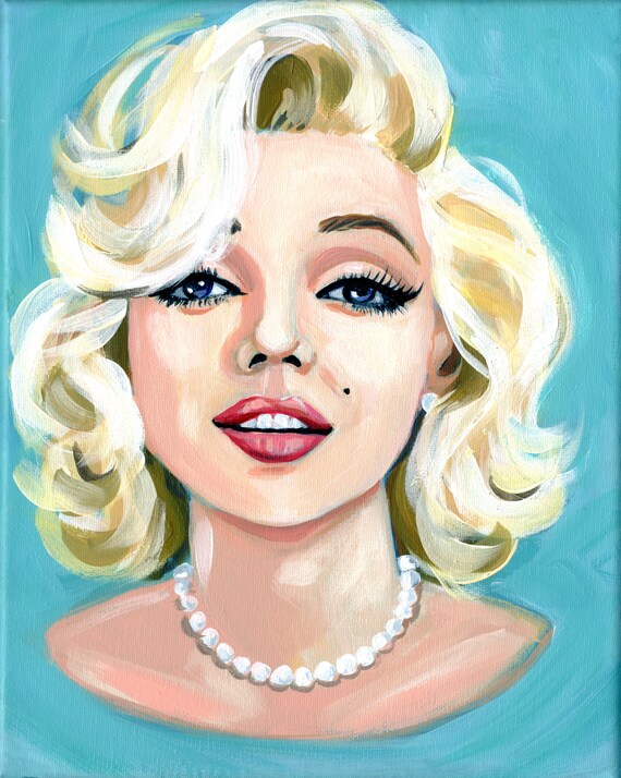 Marilyn Monroe original portrait painting 8x10 canvas. | Etsy