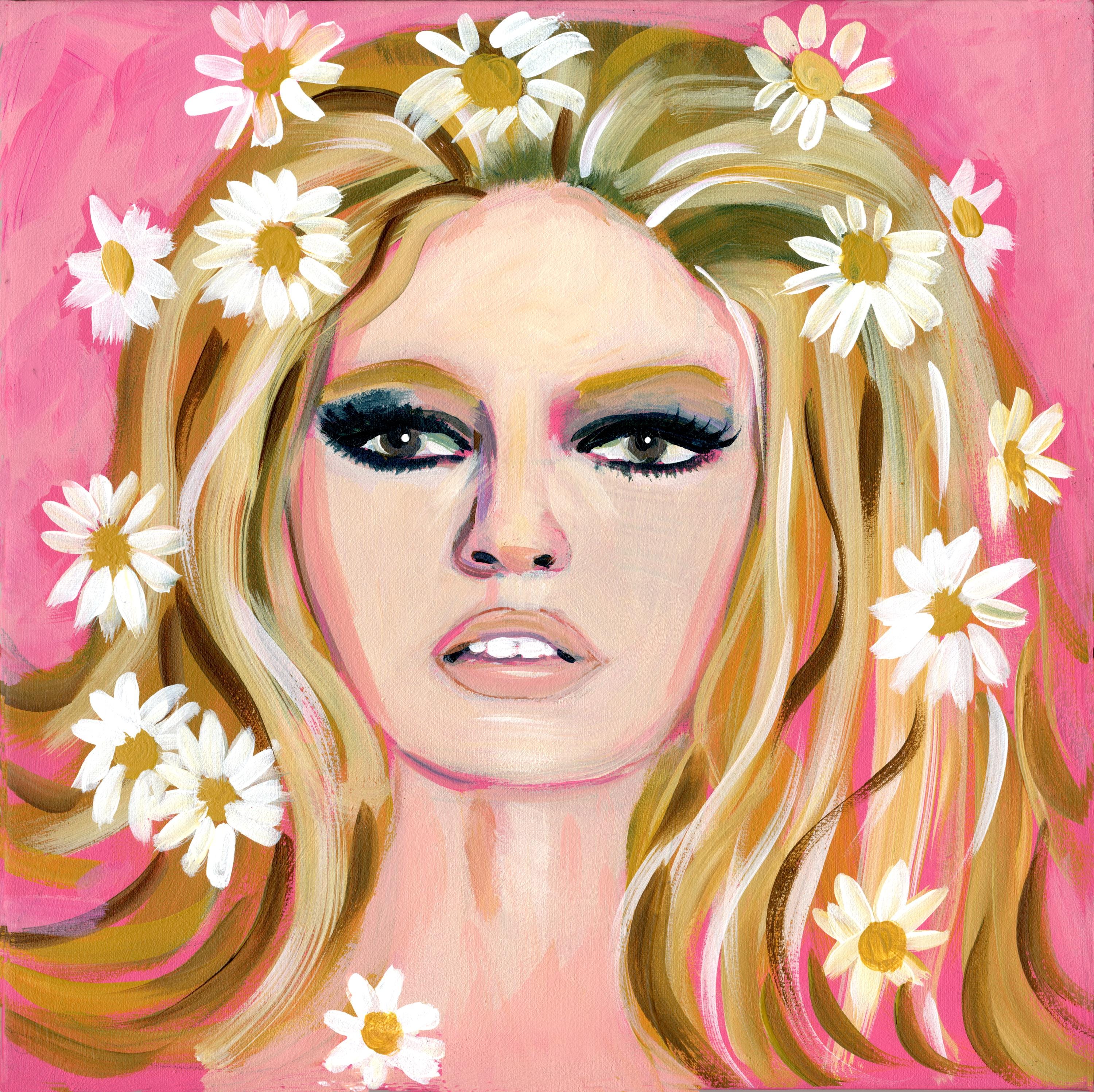 Tableau Pop Art Femme Brigitte - Peinture Sur Toile Moderne - Décoration Murale Salon