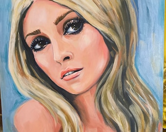 Sharon, beautiful dreamer. An original painting of the beautiful Sharon Tate. Acrylic on 11x14” cradled wood. Ready to hang up.