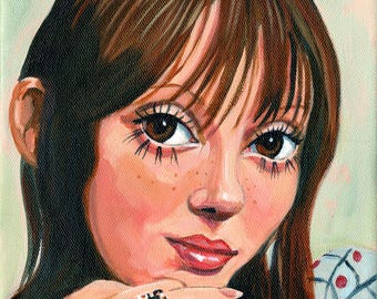 Shelly Duvall Portrait: Original portrait Painting of the iconic actress. Size is 8x10" on cradled canvas.