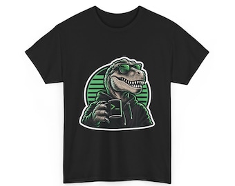 メインフレームプログラマーの恐竜柄コットンTシャツ
