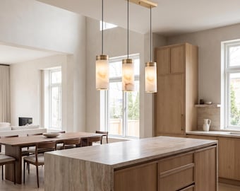 Marble Pendant Light Copper 3 Light Bedroom Bedside Kitchen Island Chandelier