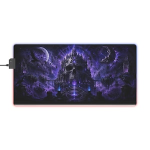 Dark Skull Castle LED Gaming Mouse Pad | RGB Extended Desk Mat