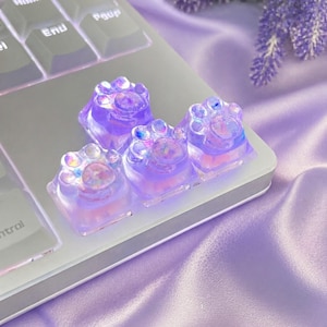 Translucent Cat Claw Keycap Set, 4 Pc Mechanical Keyboard Accent, Cute Clear Keycaps for Custom Gaming Keyboard