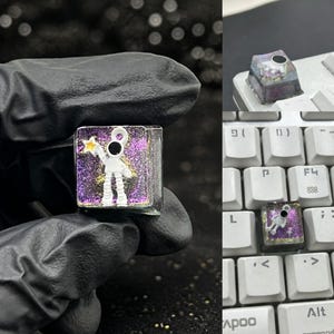 Astronaut Star Keycap, Translucent Mechanical Keyboard Keycap, Cute Backlit Keyboard Accent, Gamer Keyboard Accessory, Single Piece