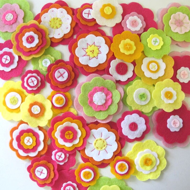 Bulk Felt Flowers 20 Craft flower Embellishments Etsy