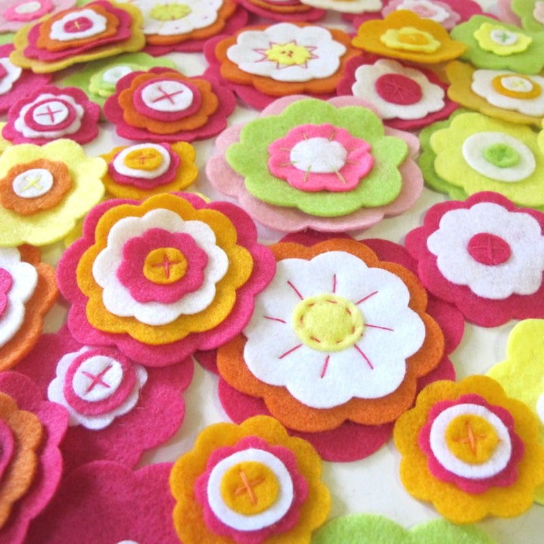Bulk Felt Flowers 20 Craft flower Embellishments Etsy