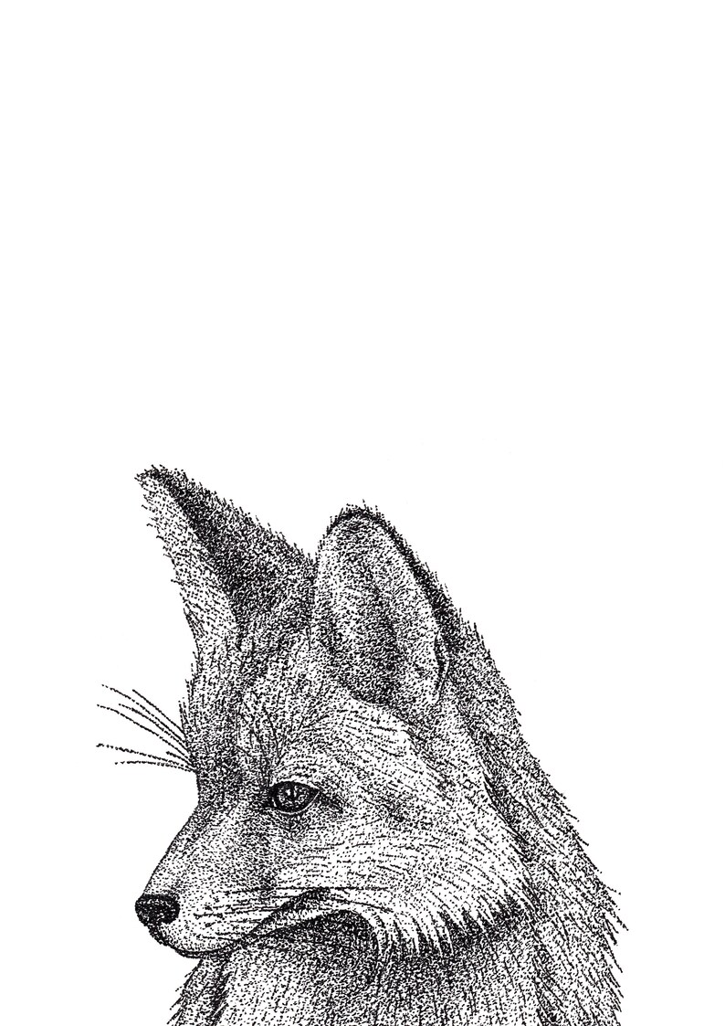 Pointillism. Animal. Graphic poster. Graphic print. Fox. Etsy