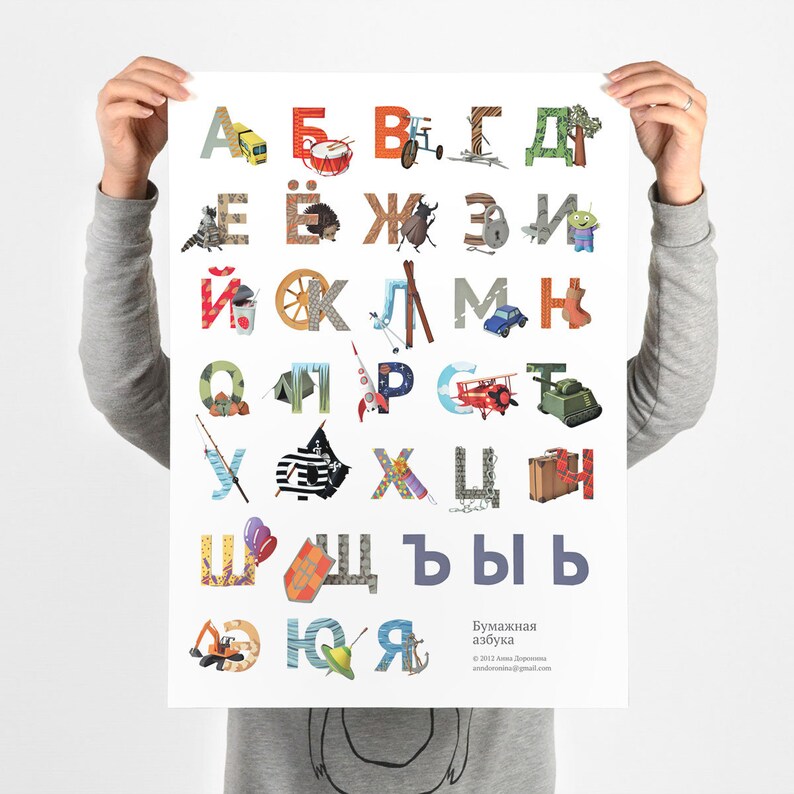 Russian Alphabet Poster. ABC poster. Instant Digital Download Etsy