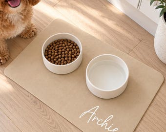 Personalised Pet Feeding Mat, Custom Dog or Cat Bowl Mat, Non Slip Placemat