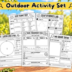 Actividades imprimibles de estudio de la naturaleza para niños, 5 fichas de trabajo de ciencias al aire libre (descarga digital)