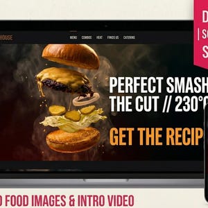 Restaurant Website Template | Dark Burger Bar Theme with Scroll Animations | Responsive Cafe Landing Page | Instant Download Source Code