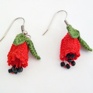 Drop Crochet Earrings Boho Natural Jewelry Cotton Crochet Jewelry Ivory Bridal Earrings Bellflower Unique Earrings Anniversary Gift