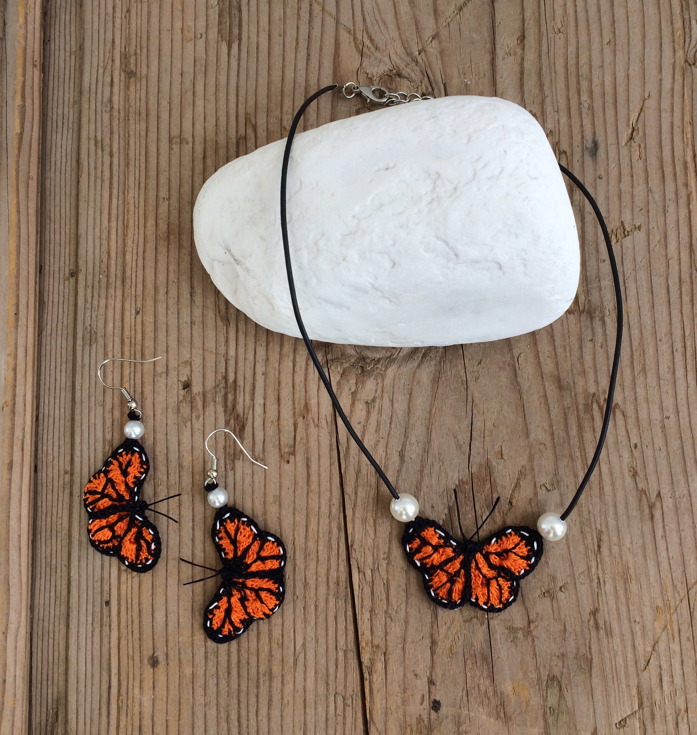Drop and Dangle Monarch Butterfly Earrings Handmade Jewelry,OOAK Artisan,by JDByMonica Butterfly Earrings Orange and Black Gift for Her