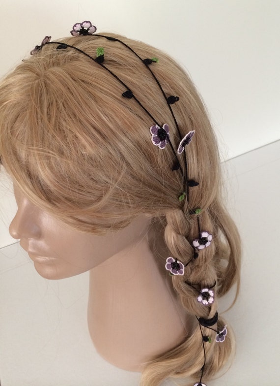 Floral Crochet Braided Hair Tie, Festival Headpiece