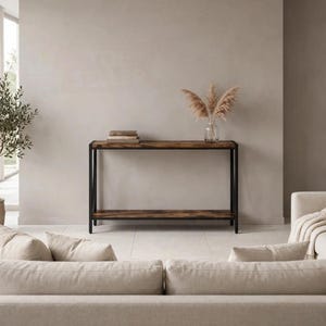 Console étroite de 109 cm (43 pouces), table d'entrée à deux niveaux pour canapé