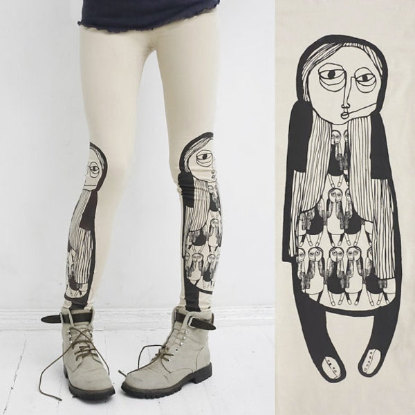 Girl in boots -  ivory leggings