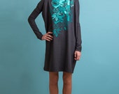 Pepermint forest - Oversize dress / Cotton dress / Grey oversized dress