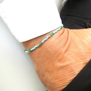 turquoise emerald sapphire 14 k gold beads bracelet