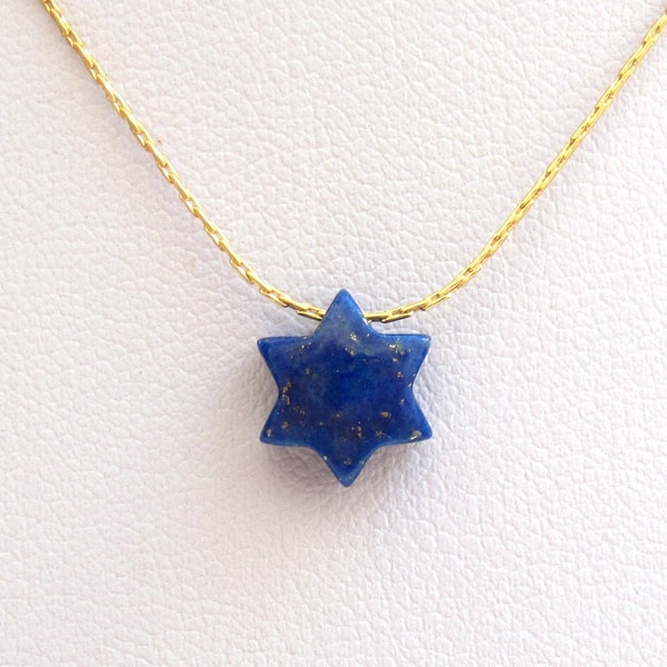 blue star lapis lazuli gemstone bead necklace silver or gold filled david shield