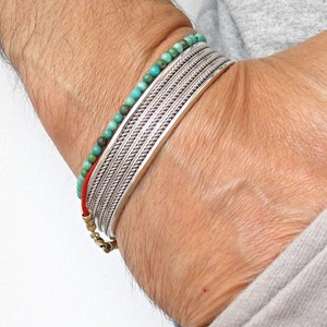 sterling silver handmade cuff bracelet artisan jewelry heavy solid cuban bangle