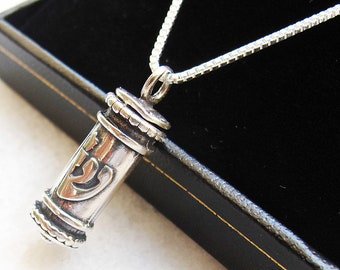 Mezuzah sterling silver locket blessing scroll hebrew lot luck protection pendant necklace charm Jewish