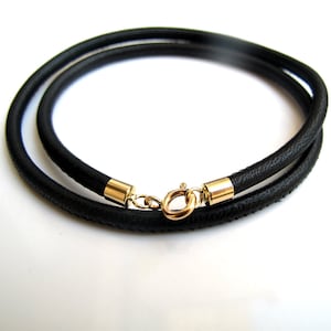 14k solid gold  leather wrap bracelet Italian Napa men women bangle