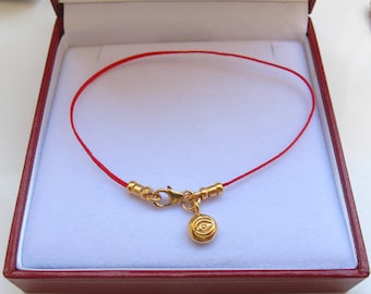 Pulsera original de ojo malvado con hilo rojo relleno de oro de Kabbalah, suerte y protección