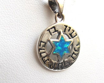 sterling silver Star of David kabbalah necklace opal Ben porat yusef silver charm pendant necklace  kabbalah jewish hamsa ben porat necklace