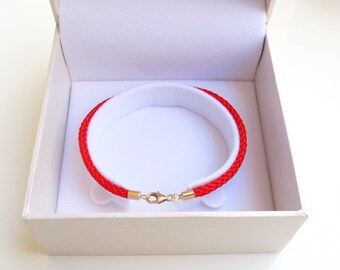 14 K Yellow Gold Kabbalah Red String Bracelet Luck Classic Luxury Etsy