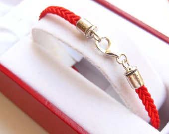 kabbalah red string silk bracelet 925 sterling silver  luck classic luxury