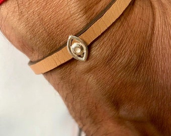 evil eye luck bracelet leather bangle amulet
