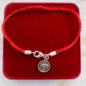 Kabbalah red string amulet silver charm bangle bracelet