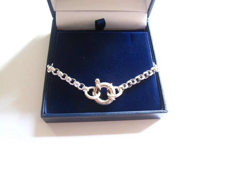 sterling silver rollo chain link bracelet life saver clasp