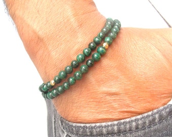 green eilat gemstone 14k gold beads bracelet natural king solomon gem jewelry men women bangle wrap