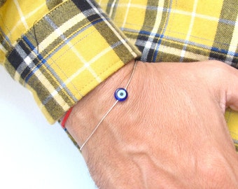 blue evil eye silver bracelet luck protection amulet