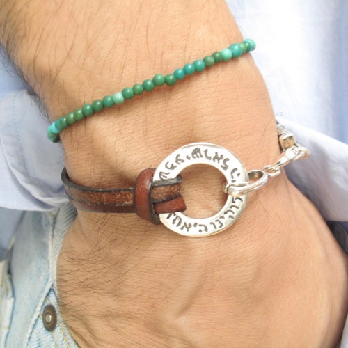 Kabbalah Bracelet Luck Gordian Knot Symbol Silver Leather Etsy