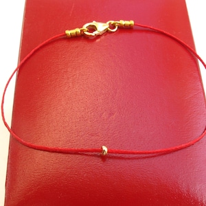 14 k gold bead red string kabbalah bangle bracelet