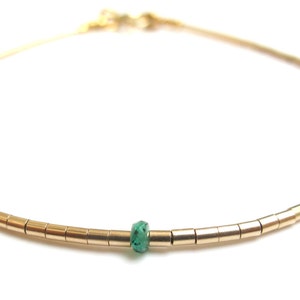 14 k yellow gold tube bracelet emerald ruby gemstone beads luxurious handmade jewelry
