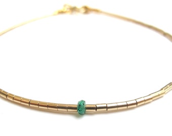 14 k yellow gold tube bracelet emerald ruby gemstone beads luxurious handmade jewelry