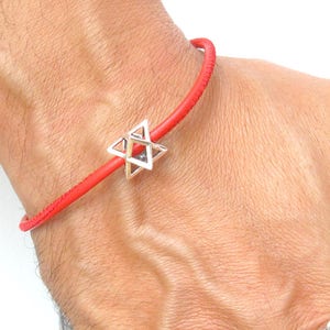 Kabbalah Merkaba Merkabah Carruagem Proteção 925 Prata Esterlina pulseira de couro original espiritual judeu artesão amuleto talismã