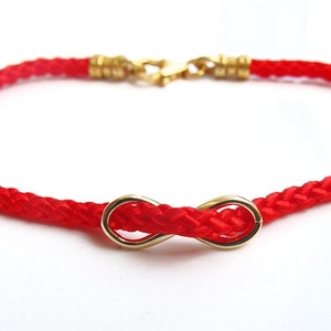 kabbalah red string gold plated infinity symbol bracelet
