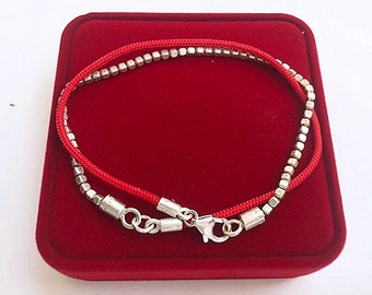 Kabbalah red string silver wrap bracelet good luck amulet evil eye protection