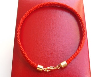 kabbalah original red string silk bracelet 14k yellow gold